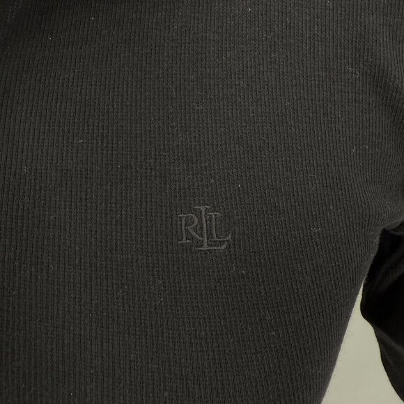 Lauren Ralph Lauren Black Polo-Style Knit Dress With Button-Front & Short Sleeve - Picture 3 of 12